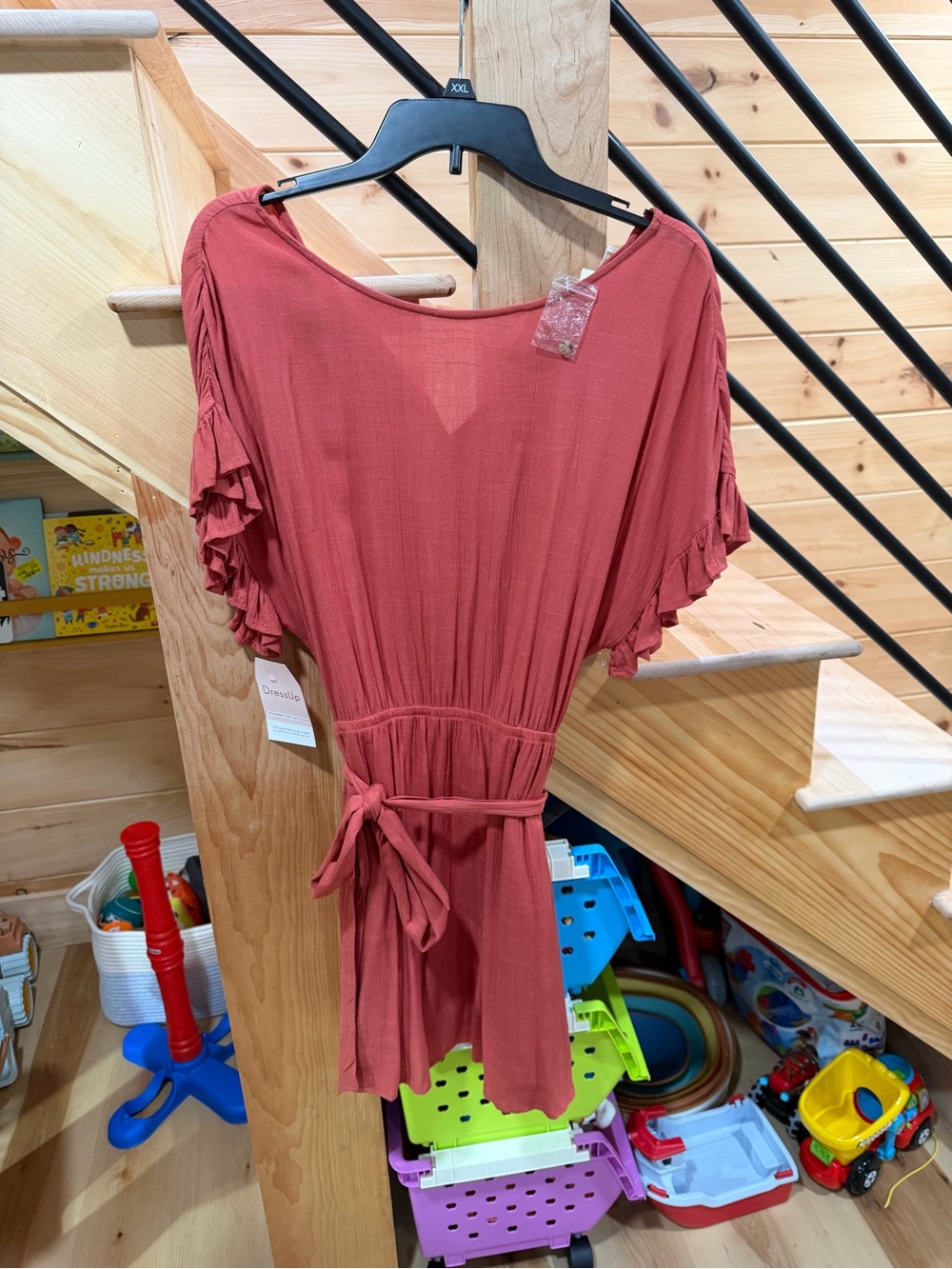 HYFVE Ruffle Sleeve Tie-Waist Tunic - Rusty Rose